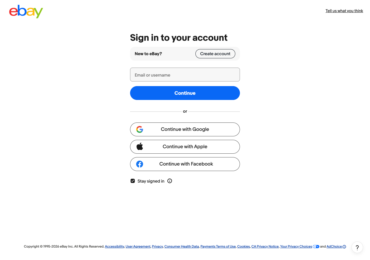 The eBay sign-in page that a logged-out browser now lands on when requesting sold listings